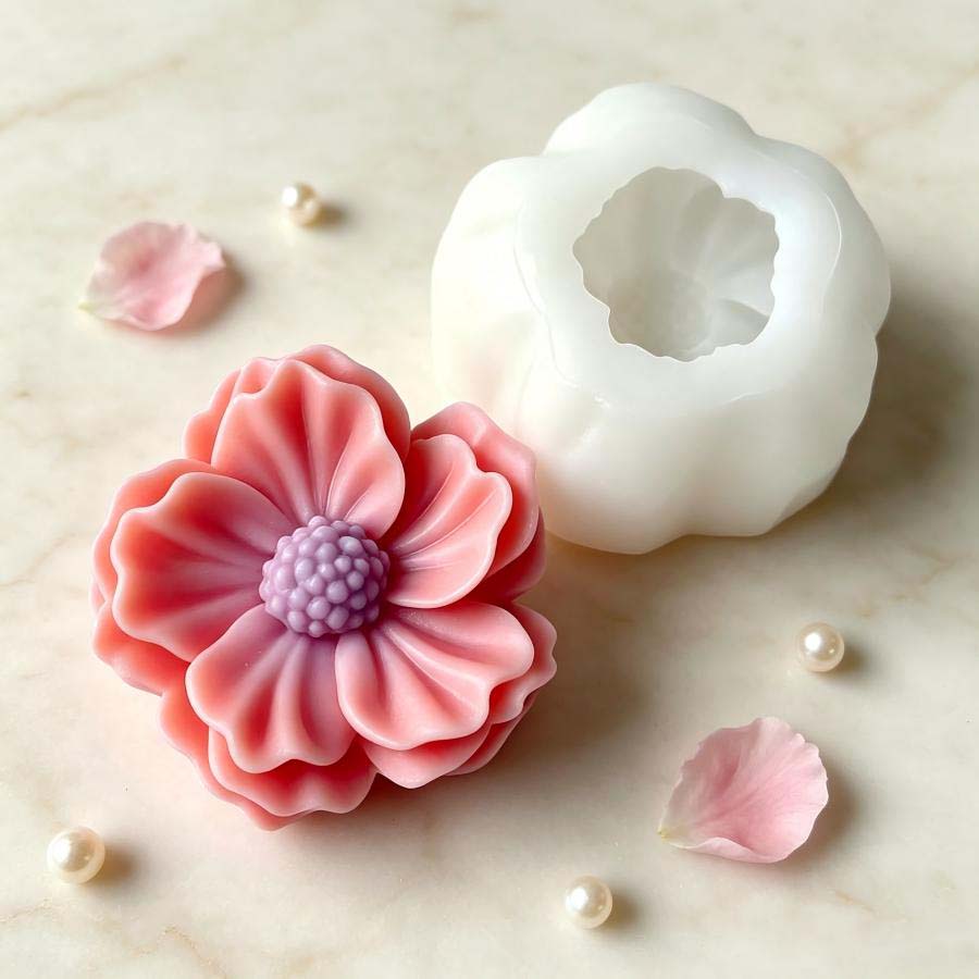 3D Printing Concrete - 3D Camellia Bloem Siliconen Kaarsvorm, DIY