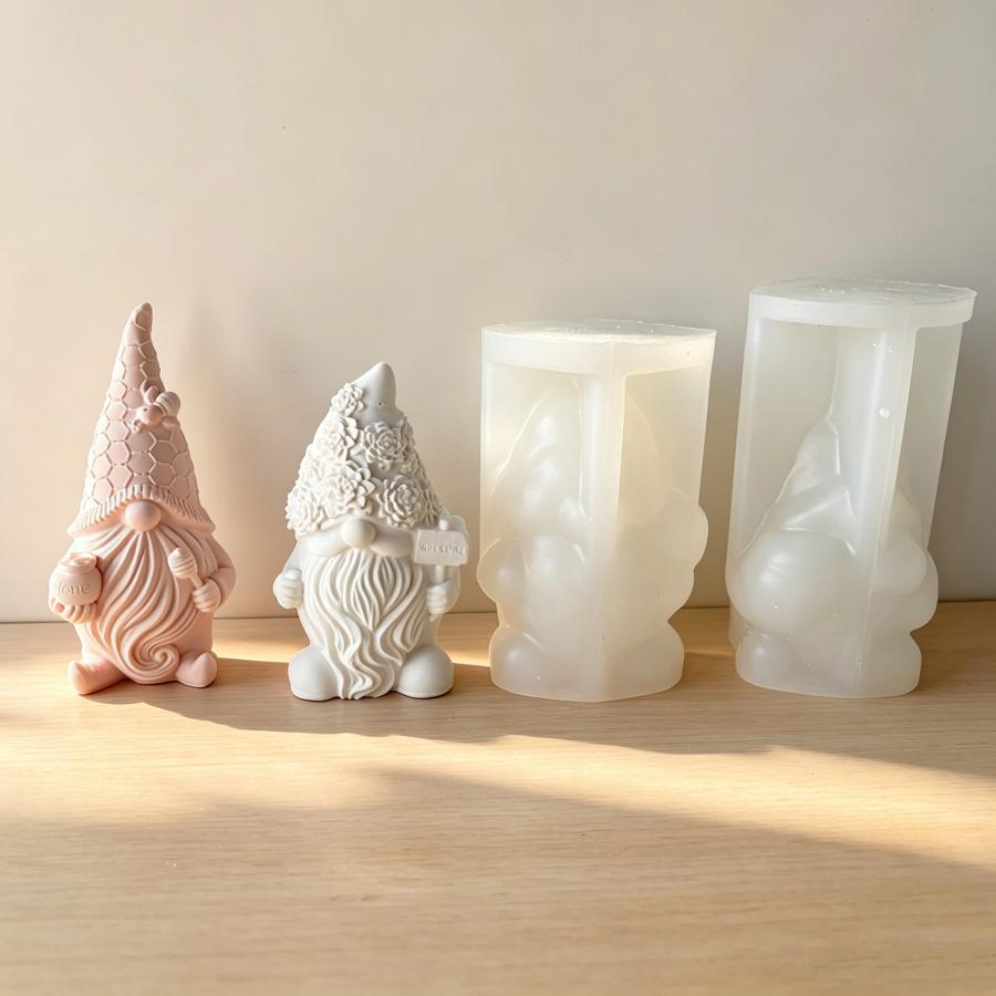 3D Printing Concrete - 3D Kerstman Dwerg Siliconen Kaarsvorm, Kerst